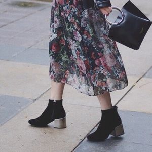 Topshop Black Velvet Ankle Boots